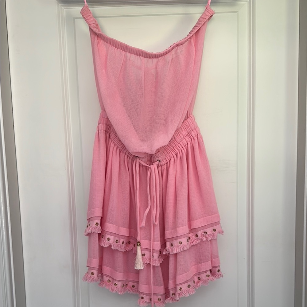 Pink Sleeveless Dress with Tassel Detail